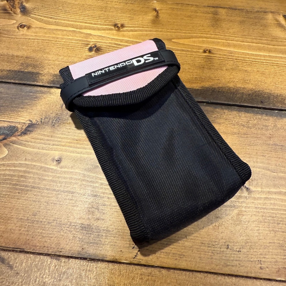 Official Nintendo DS Pink Black Carrying Case Travel Pouch Holder Zip Pocket